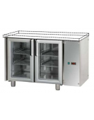 Tavolo Refrigerato GN 1/1 con 2 porte in vetro, una luce Neon, senza piano di lavoro, predisposto per unità frigorifera remota c