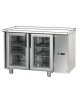 Tavolo Refrigerato 2 porte in vetro, luce Neon, senza piano di lavoro, predisposto per unità frigorifera remota cm 120x70x80h