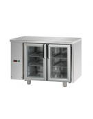 Tavolo Refrigerato GN 1/1 con 2 porte in vetro, una luce Neon, predisposto per unità frigorifera remota a sinistra cm 120x70x85h