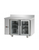 Tavolo Refrigerato, 2 porte in vetro, una luce Neon, con alzatina, predisposto per unità frigorifera remota a sx cm 120x70x95h