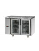 Tavolo Refrigerato 2 porte in vetro, luce Neon, piano in Granito, predisposto per unità frigorifera remota a sx cm 121x70x85h