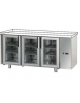 Tavolo Refrigerato 3 porte in vetro, 2 luci Neon, senza piano di lavoro, predisposto per unità frigorifera remota cm 165x70x80h