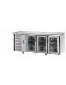 Tavolo Refrigerato GN 1/1 con 3 porte in vetro, 2 luci Neon e gruppo motore a sinistra cm 187x70x85h