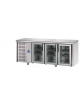 Tavolo Refrigerato GN 1/1 con 3 porte in vetro, 2 luci Neon e gruppo motore a sinistra cm 187x70x85h