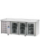 Tavolo Refrigerato GN 1/1 con 3 porte in vetro, 2 luci Neon, senza piano di lavoro e gruppo motore a sinistra cm 187x70x80h