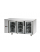 Tavolo Refrigerato GN 1/1 con 3 porte in vetro, 2 luci Neon, predisposto per unità frigorifera remota a sinistra cm 165x70x85h