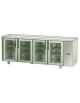 Tavolo Refrigerato  4 porte in vetro, 3 luci Neon, senza piano di lavoro, predisposto per unità frigorifera remota cm 210x70x80h