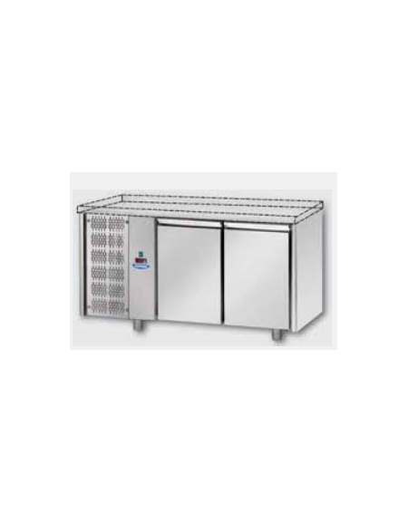 Tavolo Refrigerato GN 1/1 con 2 porte, senza piano di lavoro e gruppo motore a sinistra cm 142x70x80h
