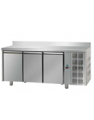 Tavolo Refrigerato GN 1/1 con 3 porte e piano in Acciaio Inox con alzatina 100 mm, cm  187x70x95h