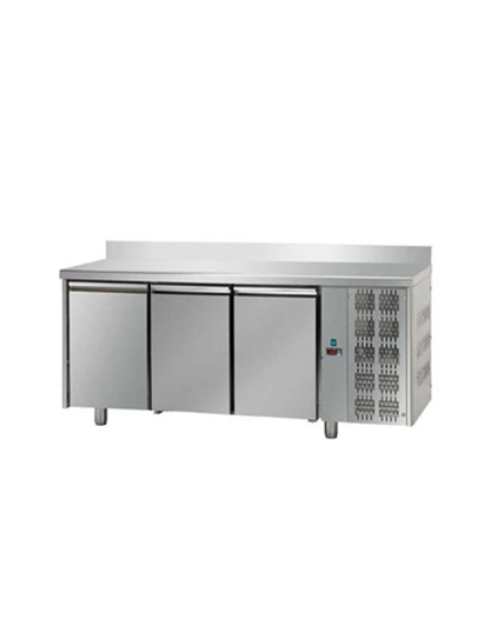 Tavolo Refrigerato GN 1/1 con 3 porte e piano in Acciaio Inox con alzatina 100 mm, cm  187x70x95h