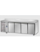 Tavolo Refrigerato, 4 porte, piano in Acciaio Inox, alzatina 100 mm e gruppo motore a sx cm 232x70x95h