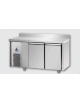 Tavolo Refrigerato GN 1/1 a bassa temperatura 2 porte piano in Acciaio Inox con alzatina e motore a sx cm 142x71,5x95h