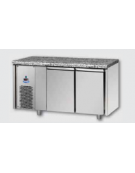 Tavolo Refrigerato GN 1/1 a bassa temperatura 2 porte piano di lavoro in Granito Gruppo motore a sx cm 143x71,5x85h