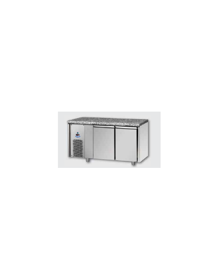 Tavolo Refrigerato GN 1/1 a bassa temperatura 2 porte piano di lavoro in Granito Gruppo motore a sx cm 143x71,5x85h