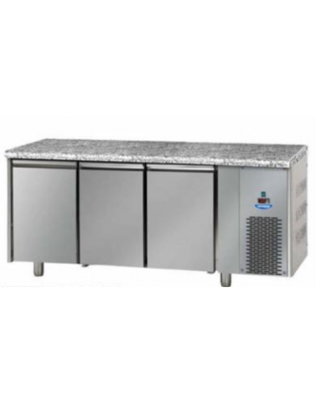 Tavolo Refrigerato GN 1/1 a bassa temperatura con 3 porte e piano di lavoro in Granito cm 188x71,5x85h