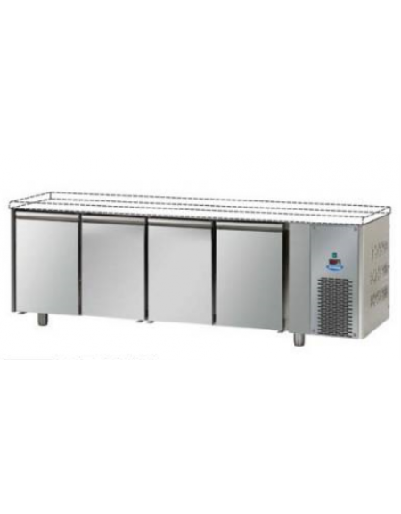 Tavolo Refrigerato GN 1/1 a bassa temperatura con 4 porte, senza piano di lavoro cm 232x71,5x80h