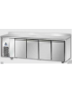 Tavolo Refrigerato GN 1/1 a bassa temperatura 4 porte piano in Acciaio Inox con alzatina e motore a sx cm 232x71,5x95h