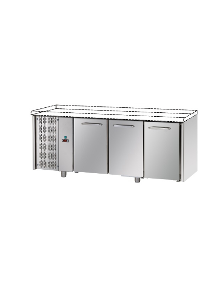 Tavolo Refrigerato GN 1/1 con 3 porte, gruppo motore a sinistra, senza piano di lavoro cm 187x70x80h