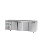 Tavolo Refrigerato a temp. normale, 4 porte, piano di lavoro in Granito e gruppo motore a sx cm 233x70x85h