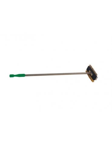 SPAZZOLA DOPPIA INOX/OTTONE CON RASCHIETTO H 110 CM