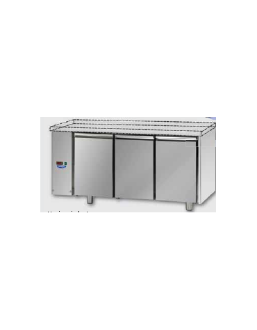 Tavolo Refrigerato GN 1/1 con 3 porte, senza piano di lavoro, predisposto per unità frigorifera remota a sinistra cm 165x70x80h