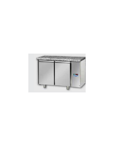 Tav. Refrigerato con 2 porte, p. di lavoro in Granito, predisposto per unità frigorifera remota a bassa temp. cm 121x71,5x85h