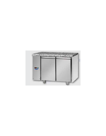 Tav Refrigerato, 2 porte, piano di lavoro in Granito, predisposto per unità frigorifera remota a bassa temp. a sx cm 121x71,5x85