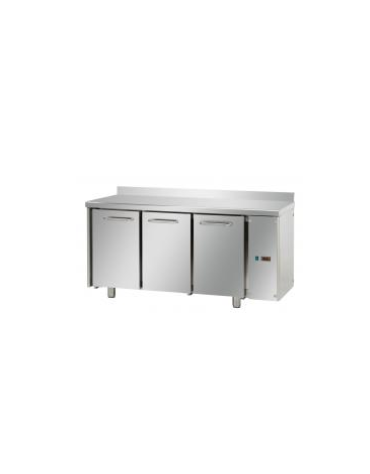 Tavolo Refrigerato, 3 porte, con alzatina, predisposto per unità frigorifera remota cm 165x70x95h