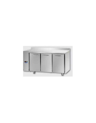 Tav Refrigerato, 3 porte, con alzatina 100 mm, predisposto per unità frigorifera remota a sx cm 165x70x95h