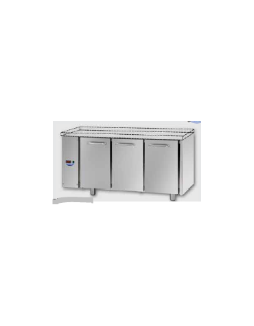 Tavolo Refrigerato GN 1/1 con 3 porte, senza piano di lavoro, predisposto per unità frigorifera remota a sinistra cm 165x70x80h