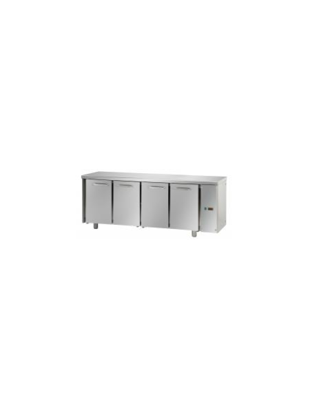 Tavolo Refrigerato GN 1/1 con 4 porte predisposto per unità frigorifera remota cm 210x70x85h Tavolo Refrigerato GN 1/1 con 4 porte predisposto per unità frigorifera remota cm 210x70x85h
