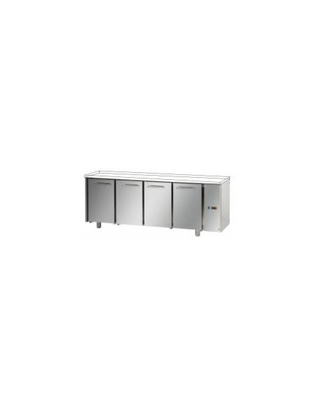 Tavolo Refrigerato GN 1/1 con 4 porte, senza piano di lavoro, predisposto per unità frigorifera remota cm 210x70x80h Tavolo Refrigerato GN 1/1 con 4 porte, senza piano di lavoro, predisposto per unità frigorifera remota cm 210x70x80h