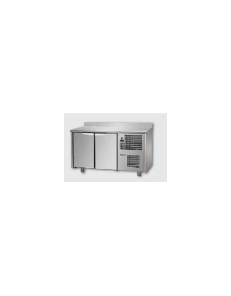 Tavolo Refrigerato a temperatura normale con 2 porte e piano in Acciaio Inox con alzatina 100 mm, cm 146x60x95h