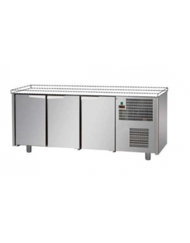 Tavolo Refrigerato a temperatura normale TN +2°+8°C con 3 porte senza piano di lavoro cm 191x59x82/89h