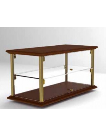 Vetrina neutra da banco per brioches cm 54x35x39h - N° 2 Piani espositivi - Montanti in bronzo/oro