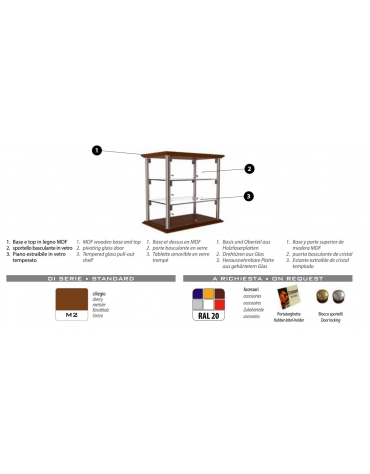 Vetrina neutra da banco per brioches cm 74x35x55h - N° 3 Piani espositivi - Montanti in alluminio/argento