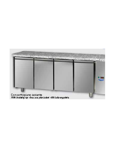 Tavolo Refrigerato Pasticceria piano di lavoro in Granito per unità frig. remota cm 248x80x85h