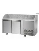 Tavolo Refrigerato Pizza GN 1/1 con 2 porte e piano in granito CM 161x75x103H