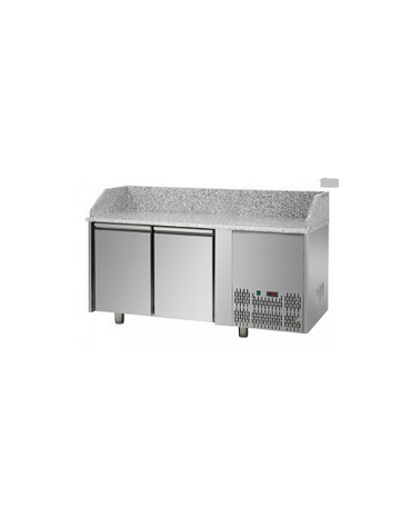Tavolo Refrigerato Pizza GN 1/1 con 2 porte e piano in granito CM 161x75x103H