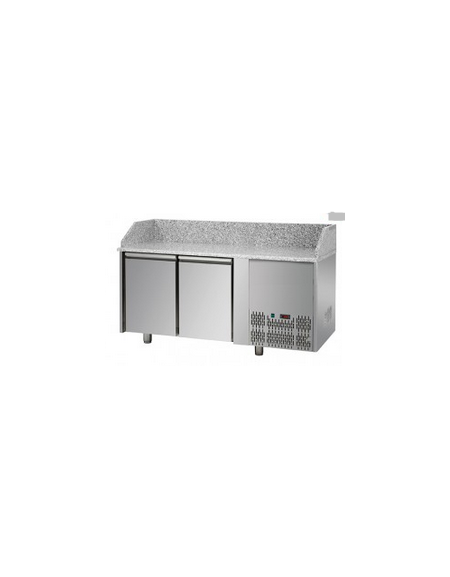 Tavolo Refrigerato Pizza GN 1/1 con 2 porte e piano in granito CM 161x75x103H Tavolo Refrigerato Pizza GN 1/1 con 2 porte e piano in granito CM 161x75x103H