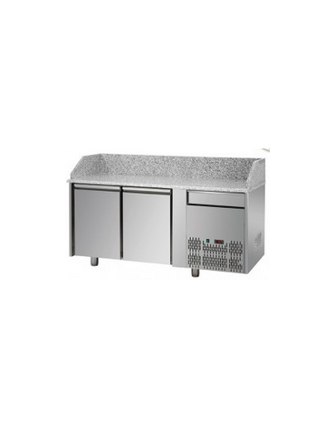 Tavolo Refrigerato Pizza GN 1/1 con 2 porte, un cassetto neutro e piano in granito CM 161x75x103H