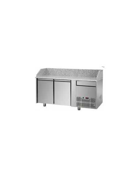 Tavolo Refrigerato Pizza GN 1/1 con 2 porte, un cassetto neutro e piano in granito CM 161x75x103H Tavolo Refrigerato Pizza GN 1/1 con 2 porte, un cassetto neutro e piano in granito CM 161x75x103H