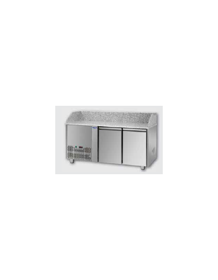 Tavolo Refrigerato Pizza GN 1/1 con 2 porte, gruppo motore a sinistra e piano in granito CM 161x75x103H Tavolo Refrigerato Pizza GN 1/1 con 2 porte, gruppo motore a sinistra e piano in granito CM 161x75x103H