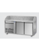 Tavolo Refrigerato Pizza GN 1/1 con 2 porte, gruppo motore a sinistra, un cassetto neutro e piano in granito CM 161x75x103H
