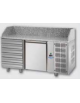Tavolo Refrigerato Pizza GN 1/1 con 1 porta, gruppo motore a sinistra, 6 cassetti neutri e piano in granito CM  152x75x103H