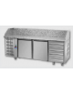 Tavolo Refrigerato Pizza GN 1/1 con 2 porte, gruppo motore a sinistra, 6 cassetti neutri e piano in granito CM 200x75x103H