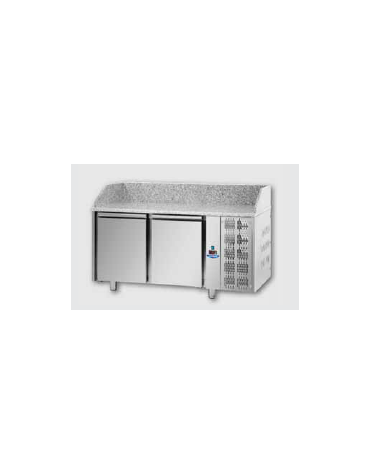 Tavolo Refrigerato Pizza 600x400 con 2 porte e piano in granito CM 161x80x103H