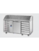 Tavolo Refrigerato Pizza 600x400 con 2 porte, gruppo motore a sinistra e piano in granito CM 161x80x103H