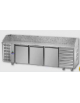 Tavolo Refrigerato Pizza 600x400 con 3 porte, gruppo motore a sinistra, 6 cassetti neutri e piano in granito CM 271x80x103