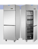 Armadio Refrigerato 600 monoblocco in Acciaio Inox a temp. normale, 2 sportelli cm 71x70x203h